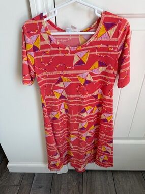 Coral Kite Print Short Sleeve Dress